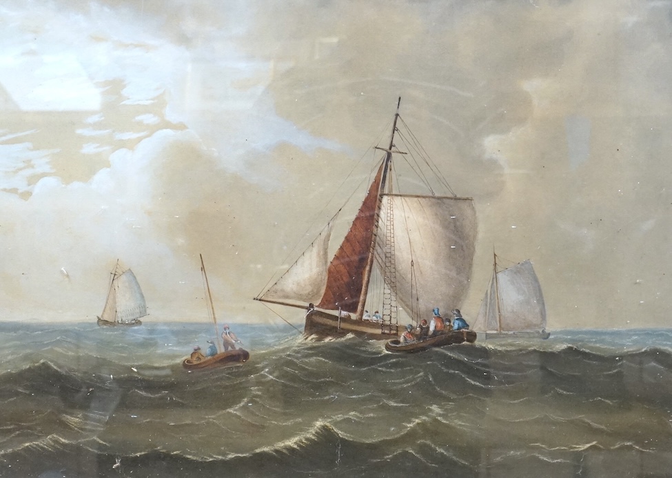 Attributed to John Wilson Carmichael, Off Scarborough, watercolour, 44 x 62cm